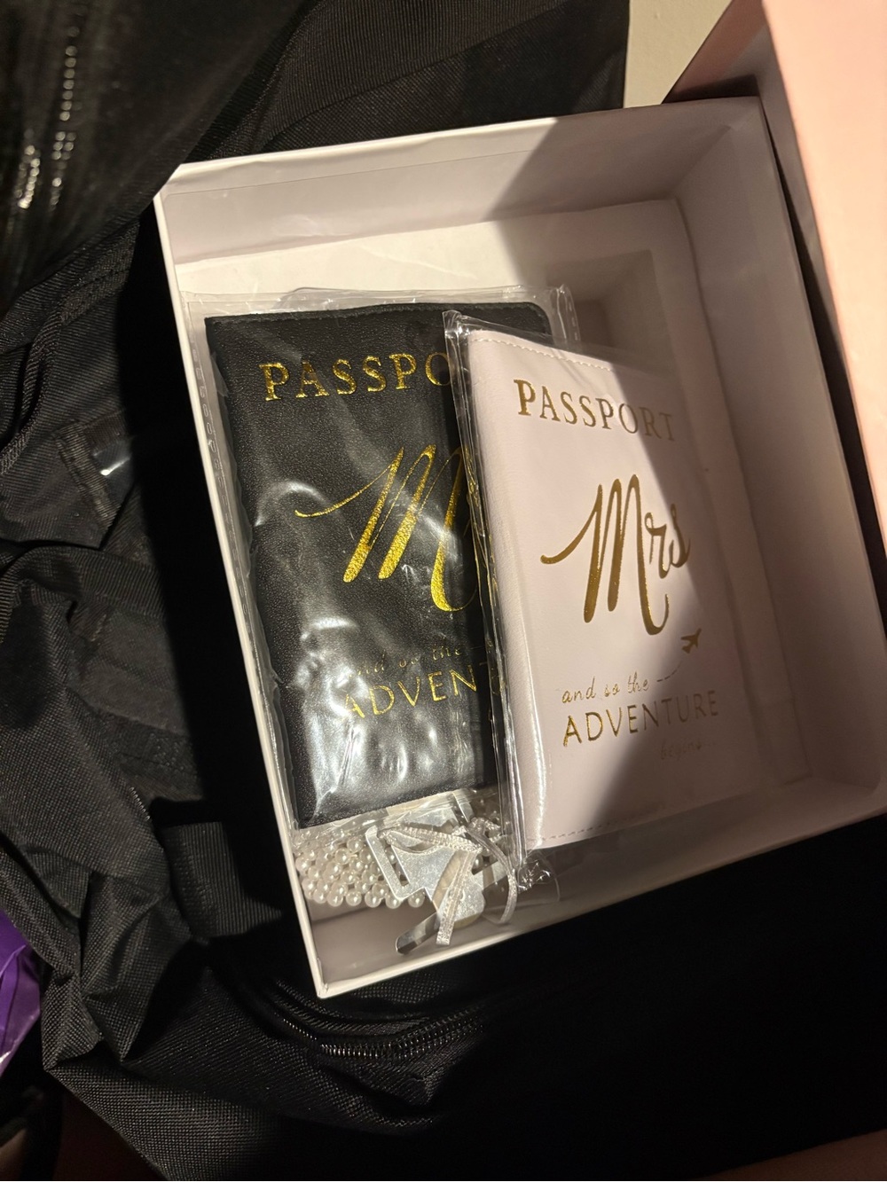 Passport Cover Set for Couples - Black & White with Gold Foil